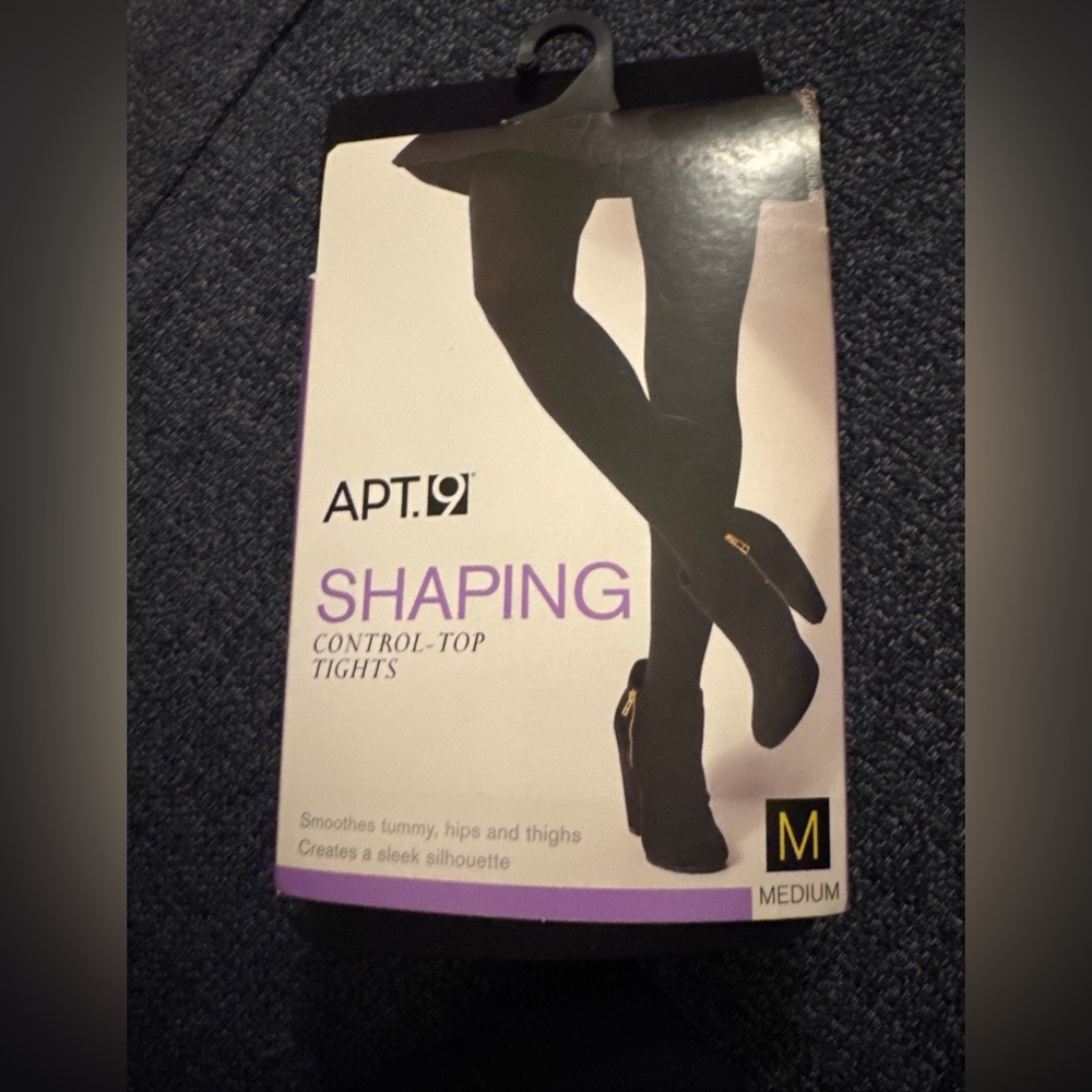 Women's APT 9 Black Shaping Control Top Tights Size Medium NWT